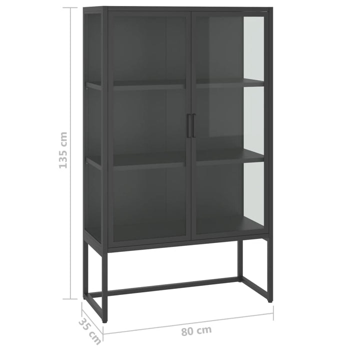 Dulap înalt, antracit, 80x35x135 cm, oțel și sticlă securizată - WALTI WALTI