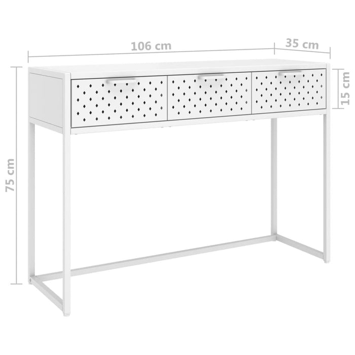 Masă consolă, alb, 106x35x75 cm, oțel WALTI