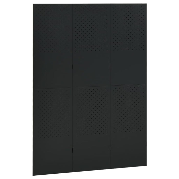 Paravan de cameră cu 3 panouri, negru, 120x180 cm, oțel WALTI