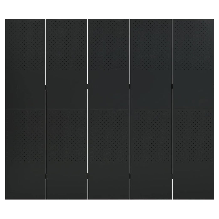 Paravan de cameră cu 5 panouri, negru, 200x180 cm, oțel WALTI