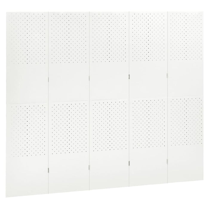 Paravan de cameră cu 5 panouri, alb, 200x180 cm, oțel WALTI