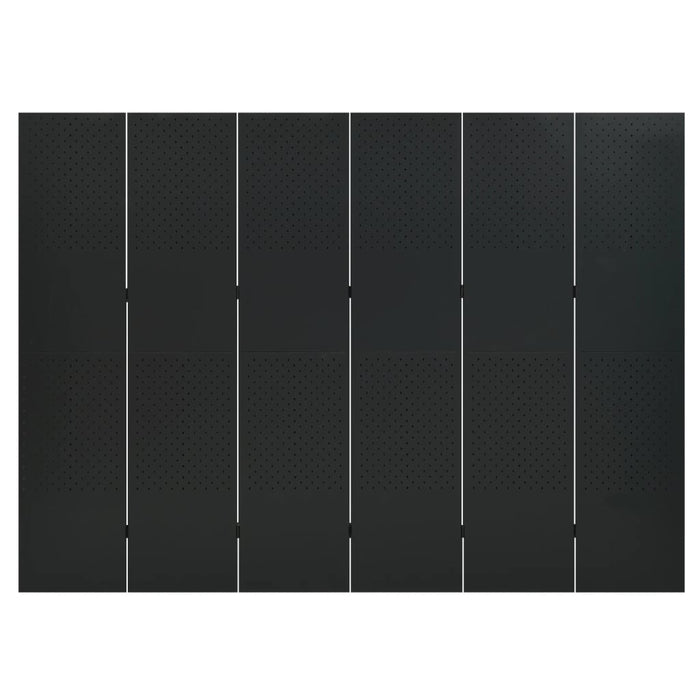 Paravan de cameră cu 6 panouri, negru, 240x180 cm, oțel WALTI