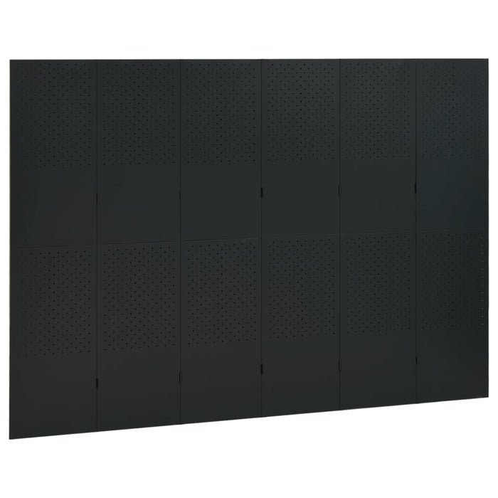 Paravan de cameră cu 6 panouri, negru, 240x180 cm, oțel WALTI