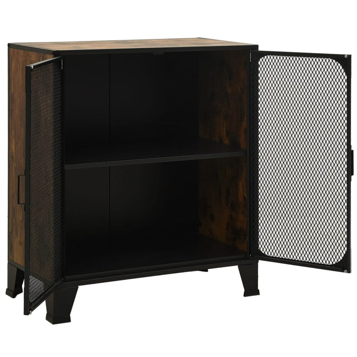 Dulap de depozitare în stil rustic,maro,72x36x82cm,metal și MDF WALTI