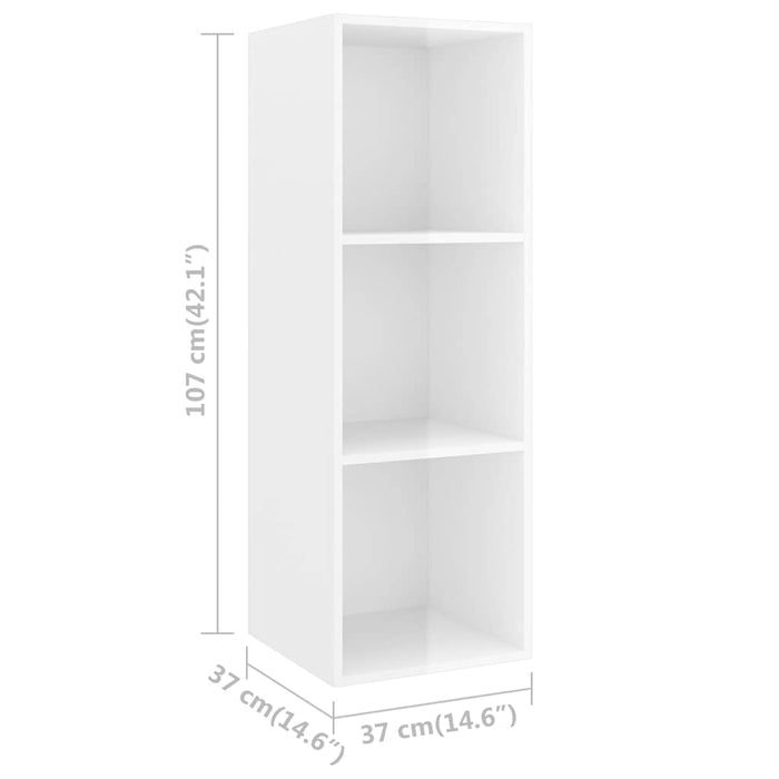 Set de dulapuri TV, 5 piese, alb extralucios, lemn prelucrat WALTI