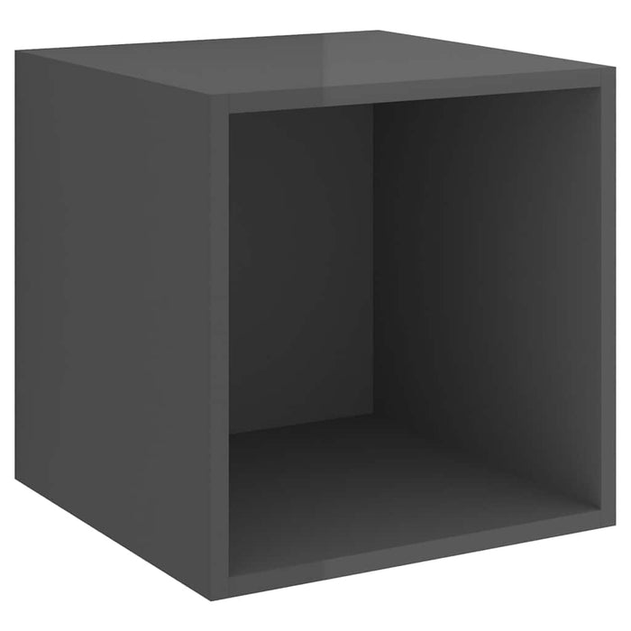 Set de dulapuri TV, 5 piese, gri extralucios, lemn prelucrat WALTI