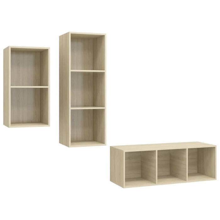 Set de dulapuri TV, 3 piese, stejar Sonoma, lemn prelucrat - WALTI WALTI