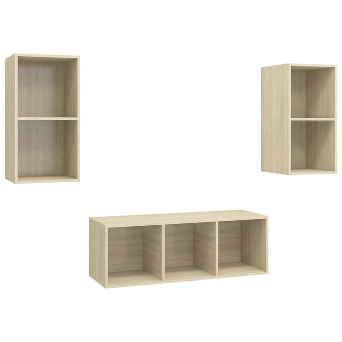 Set de dulapuri TV, 3 piese, stejar Sonoma, lemn prelucrat - WALTI WALTI
