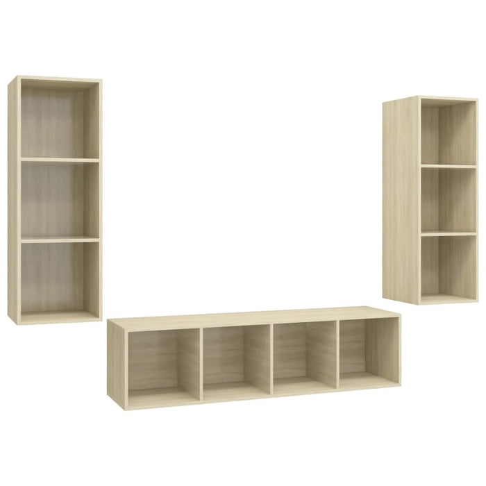 Set de dulapuri TV, 3 piese, stejar sonoma, lemn prelucrat - WALTI WALTI