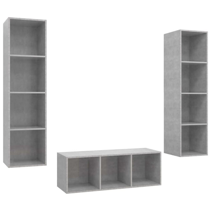 Set de dulapuri TV, 3 piese, gri beton, lemn prelucrat - WALTI WALTI
