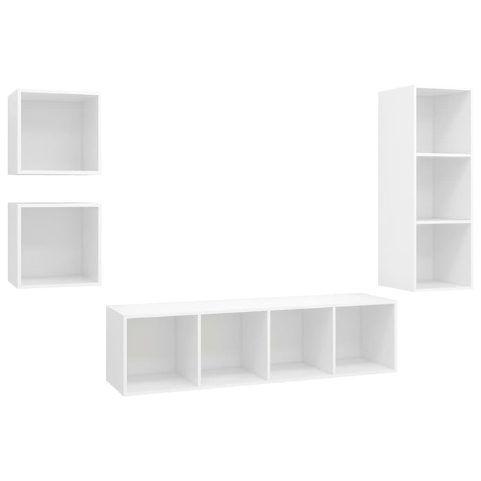 Set de dulapuri TV, 4 piese, alb, lemn prelucrat - WALTI WALTI