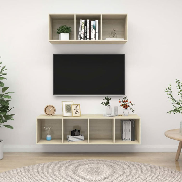 Set de dulapuri TV, 2 piese, stejar sonoma, lemn prelucrat - WALTI WALTI