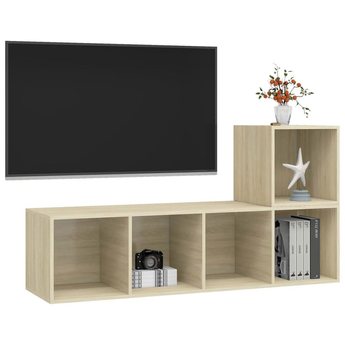 Set de dulapuri TV, 2 piese, stejar sonoma, lemn prelucrat - WALTI WALTI