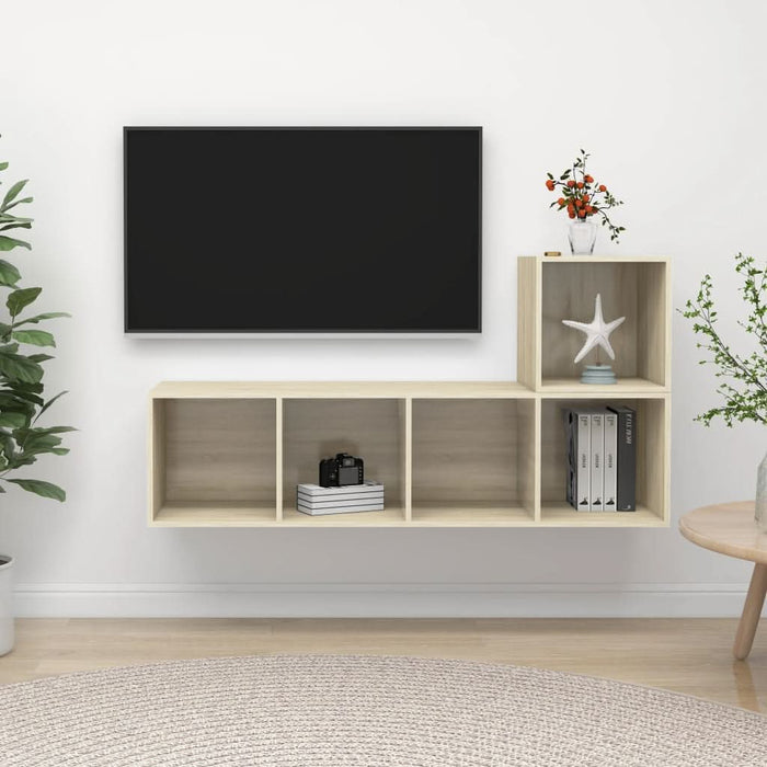 Set de dulapuri TV, 2 piese, stejar sonoma, lemn prelucrat - WALTI WALTI