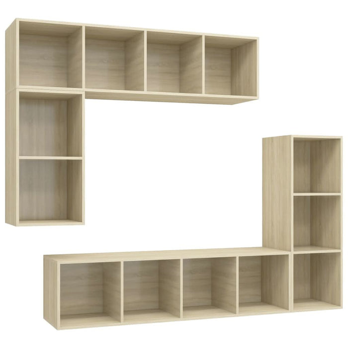 Set dulap TV, 4 piese, stejar sonoma, lemn prelucrat - WALTI WALTI
