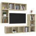 Set dulap TV, 4 piese, stejar sonoma, lemn prelucrat - WALTI WALTI