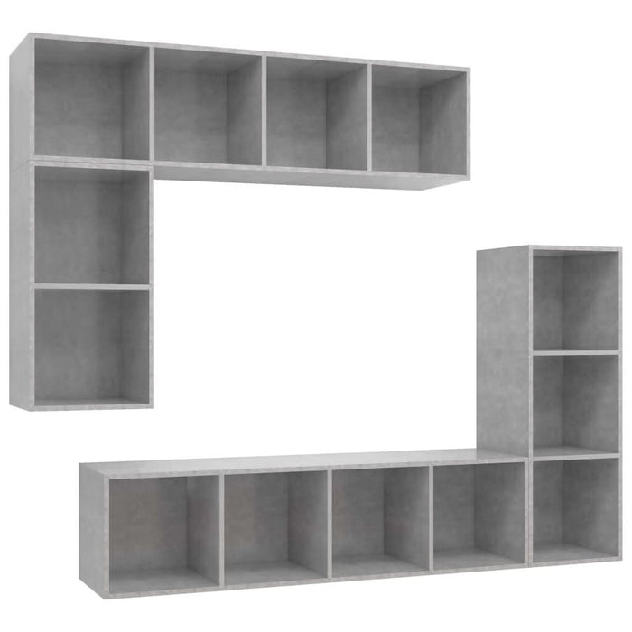 Set dulap TV, 4 piese, gri beton, lemn prelucrat - WALTI WALTI
