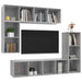 Set dulap TV, 4 piese, gri beton, lemn prelucrat - WALTI WALTI