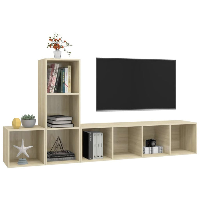 Set de dulapuri TV, 3 piese, stejar sonoma, lemn prelucrat - WALTI WALTI
