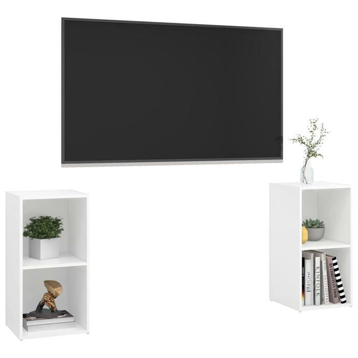 Dulapuri TV, 2 buc., alb, 72x35x36,5 cm, lemn prelucrat - WALTI WALTI