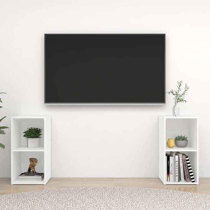 Dulapuri TV, 2 buc., alb, 72x35x36,5 cm, lemn prelucrat - WALTI WALTI