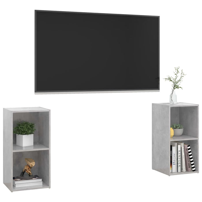 Dulapuri TV 2 buc gri beton, 72x35x36,5 cm lemn prelucrat - WALTI WALTI