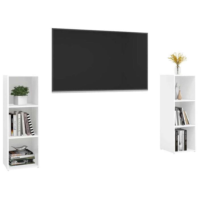 Dulapuri TV, 2 buc., alb, 107x35x37 cm, lemn prelucrat - WALTI WALTI