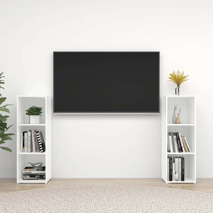 Dulapuri TV, 2 buc., alb, 107x35x37 cm, lemn prelucrat - WALTI WALTI