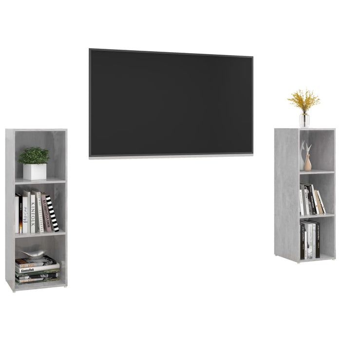 Dulapuri TV, 2 buc., gri beton, 107x35x37 cm, lemn prelucrat - WALTI WALTI
