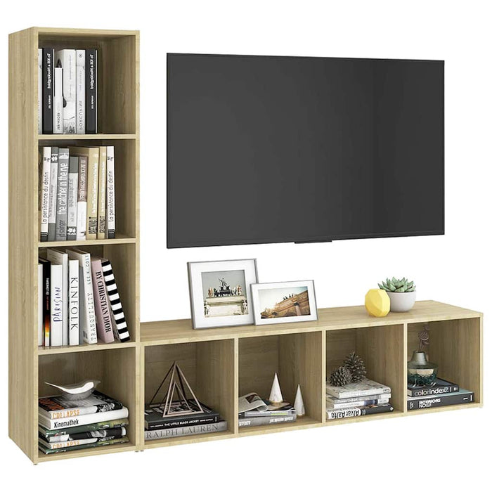 Dulap TV 2 buc, stejar sonoma, 142,5x35x36,5 cm, lemn prelucrat WALTI