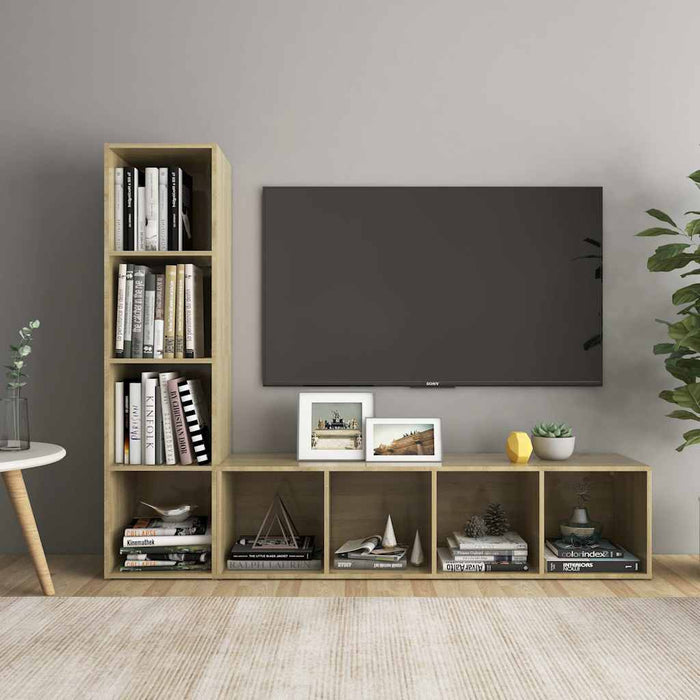 Dulap TV 2 buc, stejar sonoma, 142,5x35x36,5 cm, lemn prelucrat WALTI