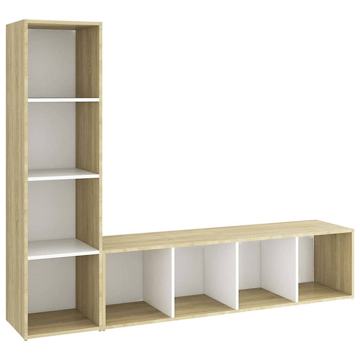 DulapTV 2 buc alb/stejar Sonoma 142,5x35x36,5 cm lemn prelucrat WALTI