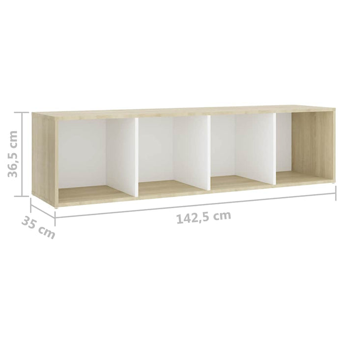 DulapTV 2 buc alb/stejar Sonoma 142,5x35x36,5 cm lemn prelucrat WALTI