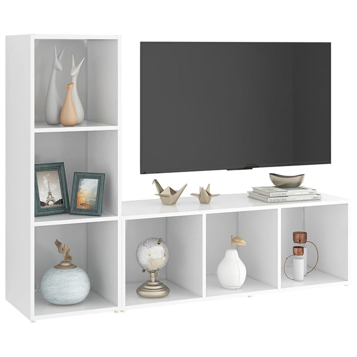 Dulapuri TV, 2 buc., alb, 107x35x37 cm, lemn prelucrat - WALTI WALTI