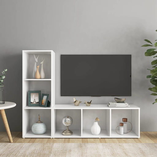 Dulapuri TV, 2 buc., alb, 107x35x37 cm, lemn prelucrat - WALTI WALTI