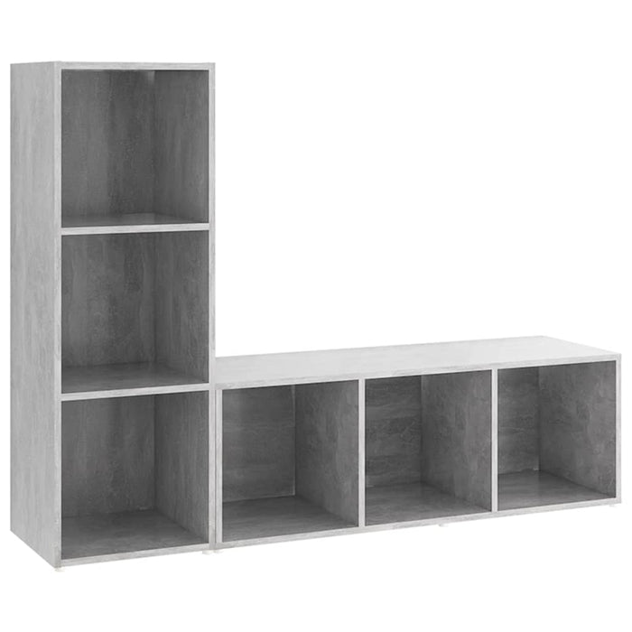 Dulapuri TV, 2 buc gri beton, 107x35x37 cm, lemn prelucrat - WALTI WALTI
