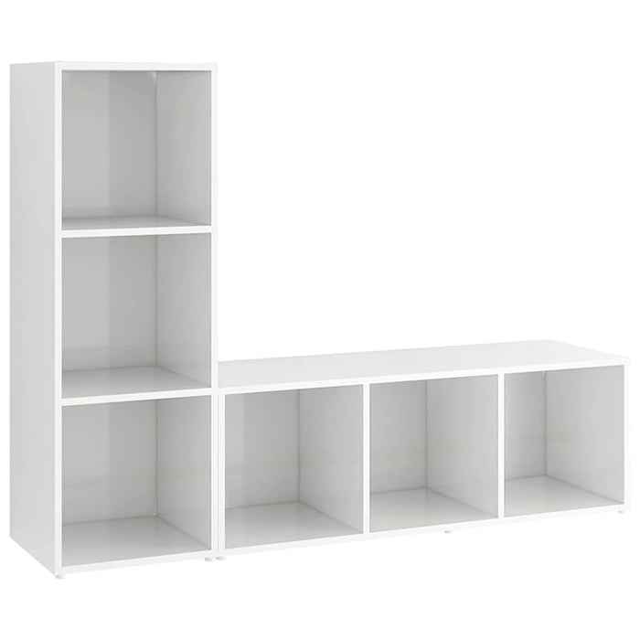 Dulapuri TV 2 buc alb extralucios, 107x35x37 cm, lemn prelucrat WALTI