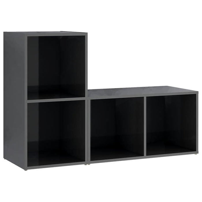 Dulapuri TV 2 buc gri extralucios 72x35x36,5 cm lemn prelucrat - WALTI WALTI