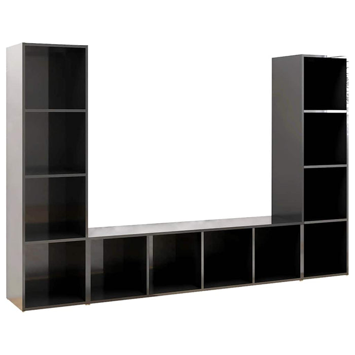 Dulapuri TV 2 buc, gri lucios, 142,5x35x36,5 cm, lemn prelucrat WALTI