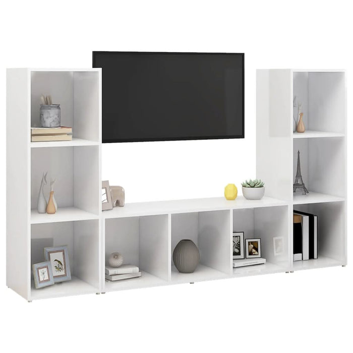 Dulapuri TV, 2 buc., alb, 107x35x37 cm, lemn prelucrat - WALTI WALTI