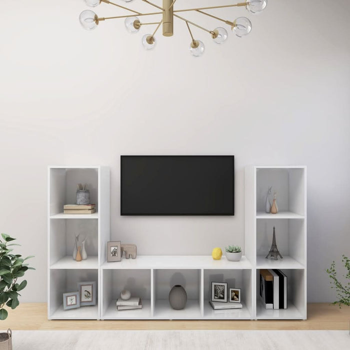Dulapuri TV, 2 buc., alb, 107x35x37 cm, lemn prelucrat - WALTI WALTI
