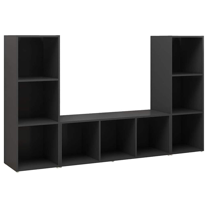Dulapuri TV, 3 buc., negru, 107x35x37 cm, lemn prelucrat WALTI