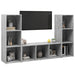 Dulapuri TV, 3 buc gri beton, 107x35x37 cm, lemn prelucrat - WALTI WALTI