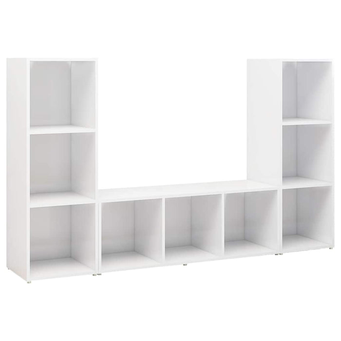 Dulapuri TV 2 buc alb extralucios, 107x35x37 cm, lemn prelucrat WALTI