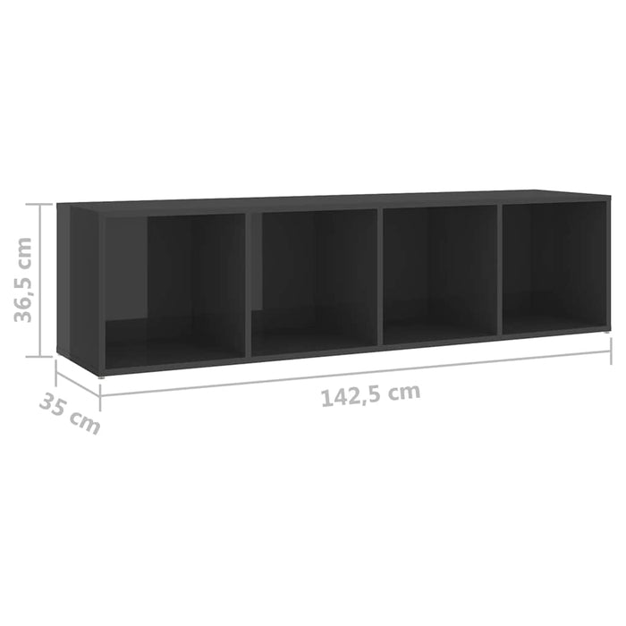 Set de dulapuri TV, 3 piese, gri extralucios, lemn prelucrat WALTI