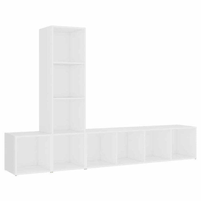 Set de dulapuri TV, 3 piese, alb, lemn prelucrat WALTI