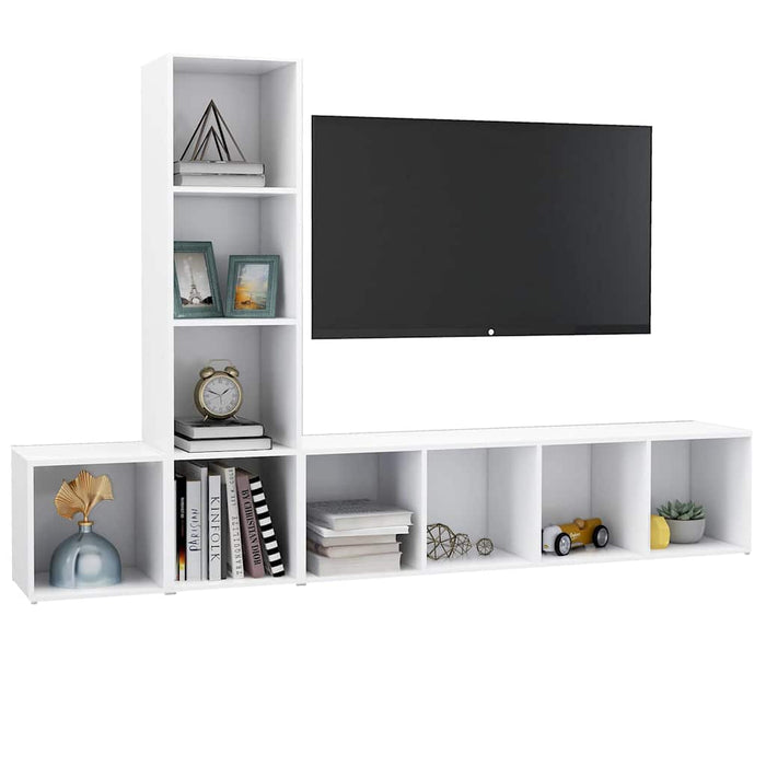 Set de dulapuri TV, 3 piese, alb, lemn prelucrat WALTI