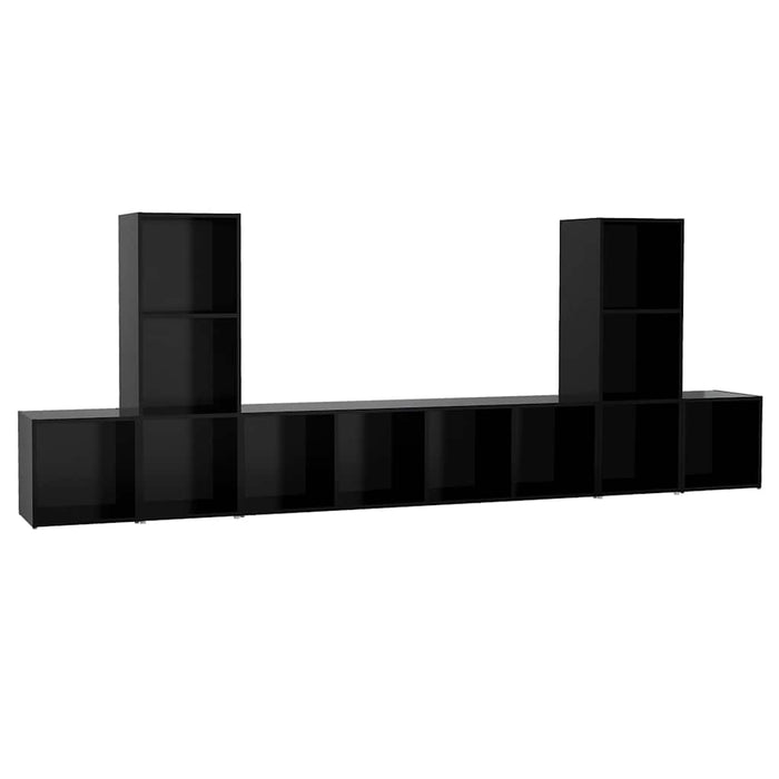 Set de dulapuri TV, 5 piese, negru, lemn prelucrat WALTI