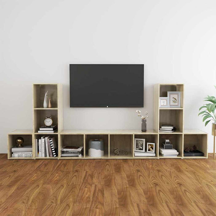 Set de dulapuri TV, 5 piese, stejar sonoma, lemn prelucrat WALTI
