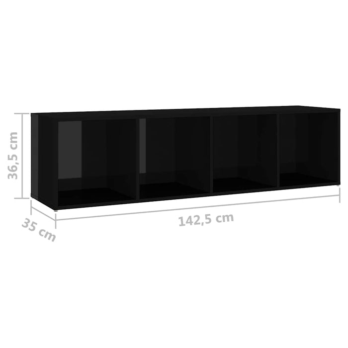 Set de dulapuri TV, 5 piese, negru extralucios, lemn prelucrat WALTI